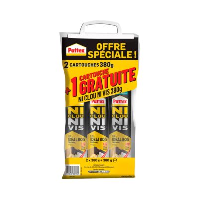 Colle de fixation vendue par 3 Pattex Ni clou Ni vis couleur transparent résistance 100 kg / cm² séchage en 12 h