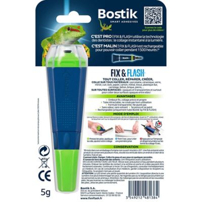 Colle de Réparation Bostik Fix & Flash (Colle Forte Photoactive) Applicateur et Tube 5g