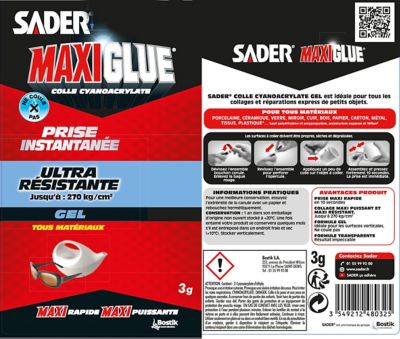 Colle de Réparation Sader Maxiglue Gel Tube 3 g