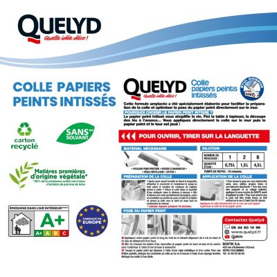 Colle en poudre - adaptée pour tout papiers peints intissés - surface de couverture 32 m² - Quelyd 30621359