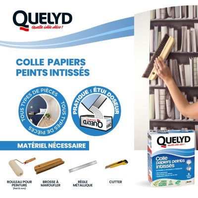 Colle en poudre - adaptée pour tout papiers peints intissés - surface de couverture 32 m² - Quelyd 30621359