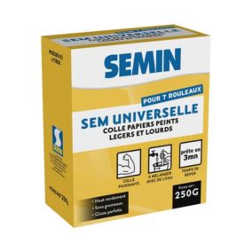 Colle en Poudre pour Papiers Peints Légers et Lourds Semin, Boite 250 g