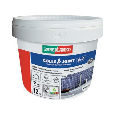 Colle et joint carrelage mur intérieur Parexlanko blanc 12kg