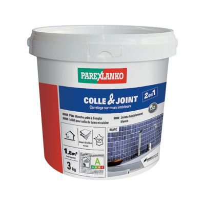 Colle et joint carrelage mur intérieur Parexlanko blanc 3kg