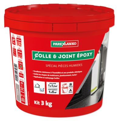 Colle et joint époxy gris spécial pièces humides 3 kg Parexlanko