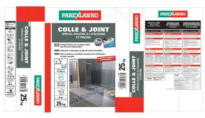 Parexlanko - Colle & Joint - Spécial Douche à l 'Italienne et Piscine - 2  en 1- Collage & Finition - Blanc - Joints de 1 à 15 mm - 5 kg