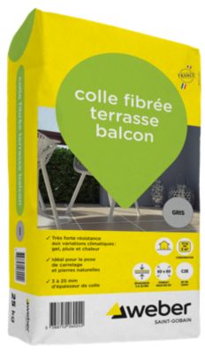 Colle fibrée terrasse balcon gris Weber 25kg