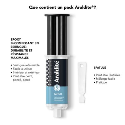 Colle haute performance epoxy à prise rapide Araldite Métal 24 ml