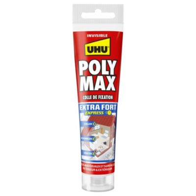Colle mastic extra forte express UHU Poly Max transparente tube 115g