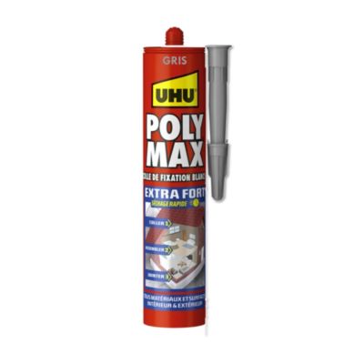 Colle mastic extra forte UHU Poly max gris 425g