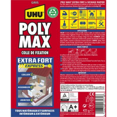 Colle mastic extra forte UHU Poly max gris 425g — free download