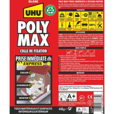 Colle mastic prise immédiate express UHU blanc cartouche 425g