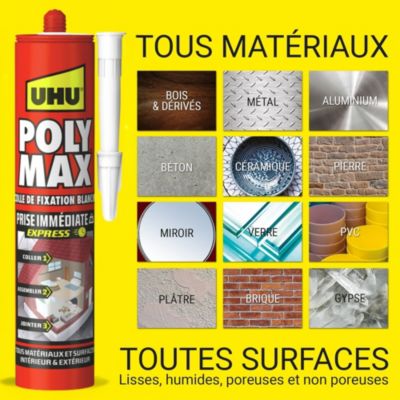 Colle mastic prise immédiate express UHU blanc cartouche 425g
