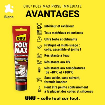 Colle mastic prise immédiate express UHU blanc tube 165g