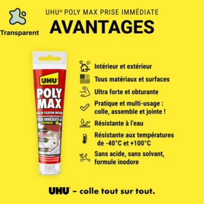 Colle mastic prise immédiate express UHU invisible tube 115g