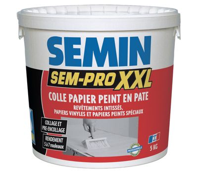 Colle Papiers Peints en Pâte Semin Sem-Pro XXL, Prêt à l'Emploi, Seau de 5 kg