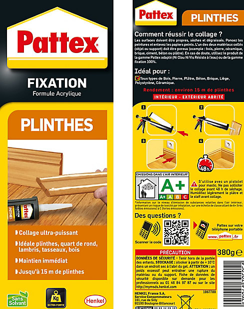 Colle Pattex fixation plinthes