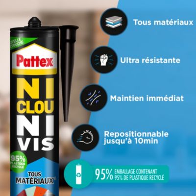 Colle Pattex Ni clou ni vis tous travaux intérieur et extérieur cartouche 450g