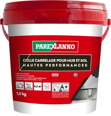 Colle pour carrelage mur et sol intérieur hautes performances blanc Parexlanko 1,5 kg