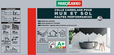 Colle pour carrelage mur et sol intérieur hautes performances blanc Parexlanko 15 kg