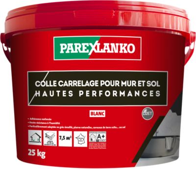 Colle pour carrelage mur et sol intérieur hautes performances blanc Parexlanko 25 kg
