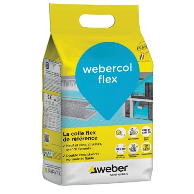 Colle pour carrelage WEBERCOL FLEX - sac 5 kg - blanc - WEBER