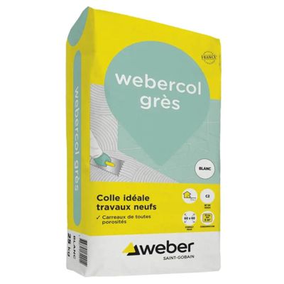 Colle pour faïence et grès WEBERCOL GRES - sac 25 kg - gris - WEBER