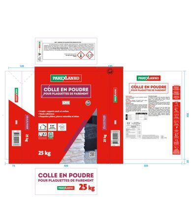 Colle pour plaquettes de parement intérieur gris Parexlanko poudre 25kg