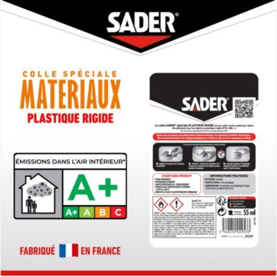 Colle pour plastique rigide - tube de 55 ml, Sader