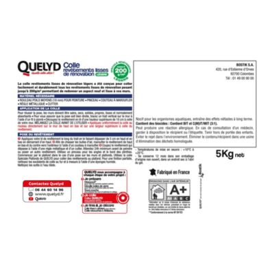 Colle pour revêtements lisses de rénovations légers (jusqu'à 200g/m²) Quelyd pâte 5kg