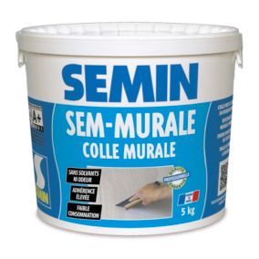 Colle pour Toiles de Verre et Revêtements Muraux Légers Semin Sem Murale, Prêt à l'Emploi, Seau 5 kg