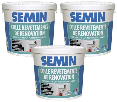 Colle Revêtements de Rénovation Lisse en Pâte Semin, Prête à l'Emploi, Intérieur, Seau de 5 kg (Lot de 3)