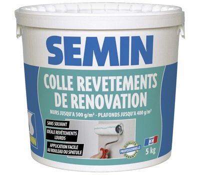 Colle Revêtements de Rénovation Lisse en Pâte Semin, Prête à l'Emploi, Intérieur, Seau de 5 kg