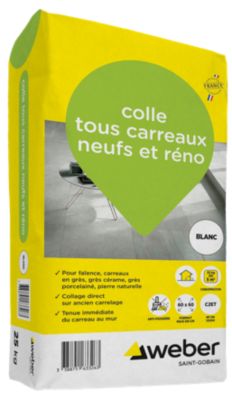 Colle tous carreaux neufs et réno blanc Weber 25kg