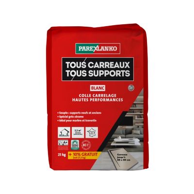 Colle tous carreaux, tous supports blanc 25kg + 10% gratuit