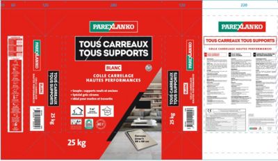Colle tous carreaux tous supports Parexlanko Blanc 25kg