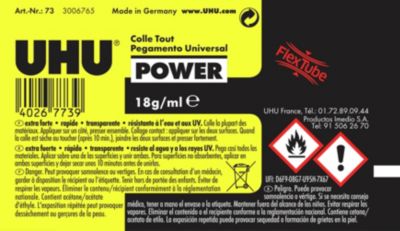 Colle UHU Power Flex + Clean universelle transparente 18g