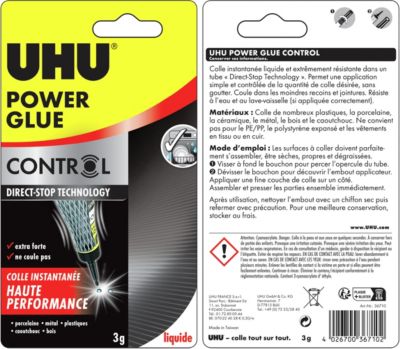 Colle UHU Power glue format gel 3 grammes