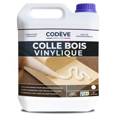 Colle Vinylique - 5 L   - Codeve Bois - Pour L'assemblage Sous Abri D'un Bois Massif, Dérivé, Stratifié Ou Composite.