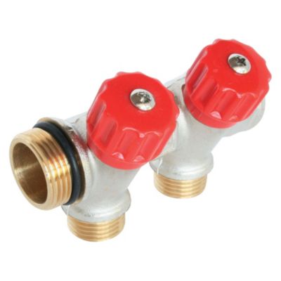 Collecteur de distribution 2 sorties à portée plate easy lock m15/21 avec vannes - Somatherm For You