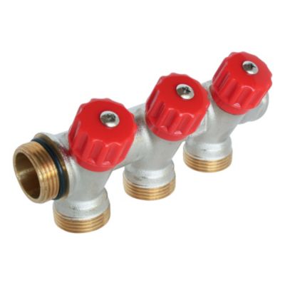 Collecteur de distribution 3 sorties, portée conique easy lock 3/4"ek avec vannes - Somatherm For You