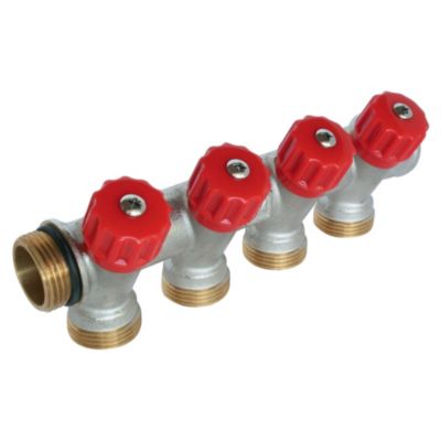 Collecteur de distribution 4 sorties, portée conique easy lock 3/4"ek avec vannes - Somatherm For You