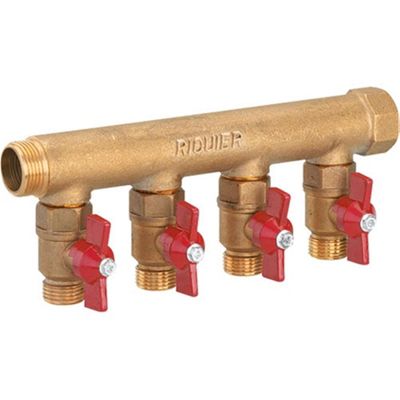 Collecteur MF 20x27 à vannes d'arrêt 15x21 pré-montées - 2 départs - Sanitaire-distribution