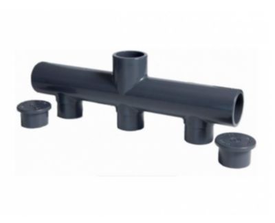 Collecteur nourrice PVC 63mm PN16  1 entrée  5 sorties Femelle Male  6,3cm