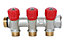 Collecteur sanitaire laiton nickelé M20/F27 - 3 dérivations à portée + vanne d'arrêt à clapet M15/21 Somatherm for you