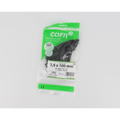 COLLIER NYLON 2.5mm x 100mm NOIR - paquet de 100