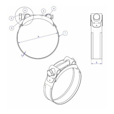 Colliers de serrage à tourillon EURO W2 60 à 63 mm (Lot de 5)