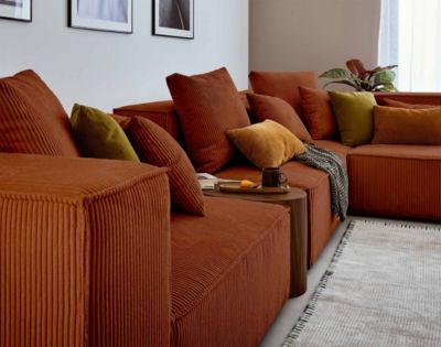 Colombine - canapé modulable d'angle droit - 6 places - en velours ...