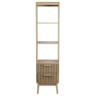 Colonne 2 tiroirs avec façades rainurées et 3 niches H160 cm - KLAUS