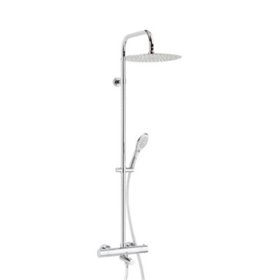 Colonne bain douche thermostatique anti-brûlure avec pomme de tête, douchette et flexible, chrome, Valentin Opium